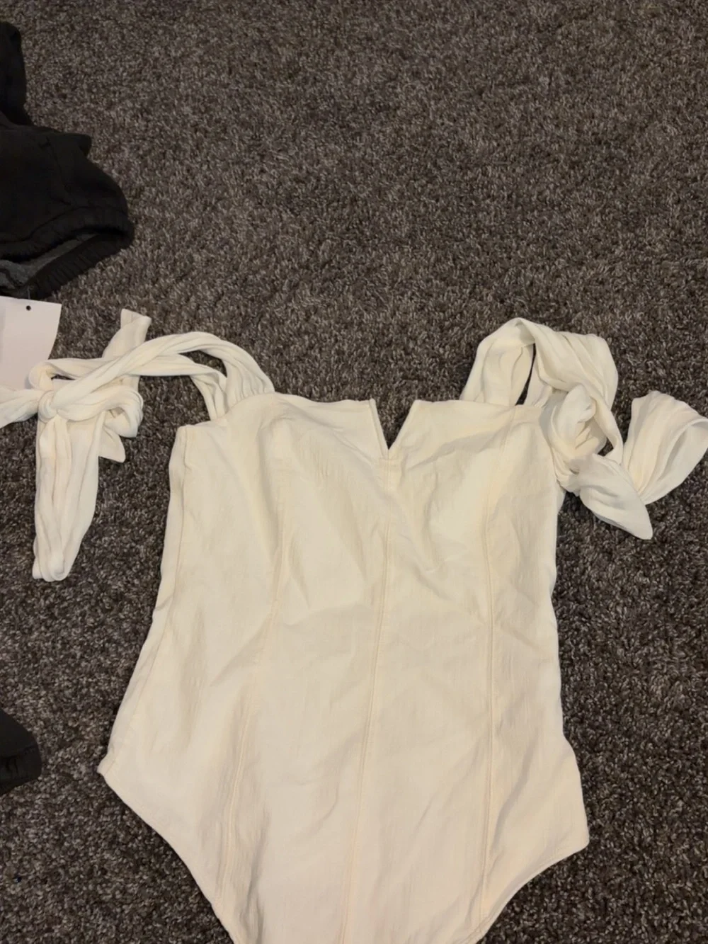 Free People Cream Tie-Shoulder Bodysuit